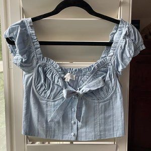 Mable Blue Ruffle Crop Top